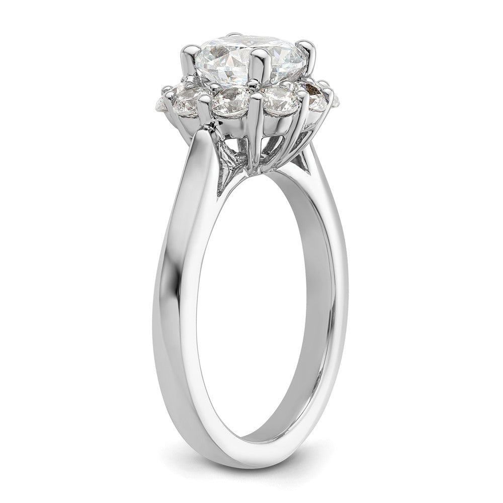 14K Weißgold Rund Heiligenschein Synthetisch Diamant Verlobungsring