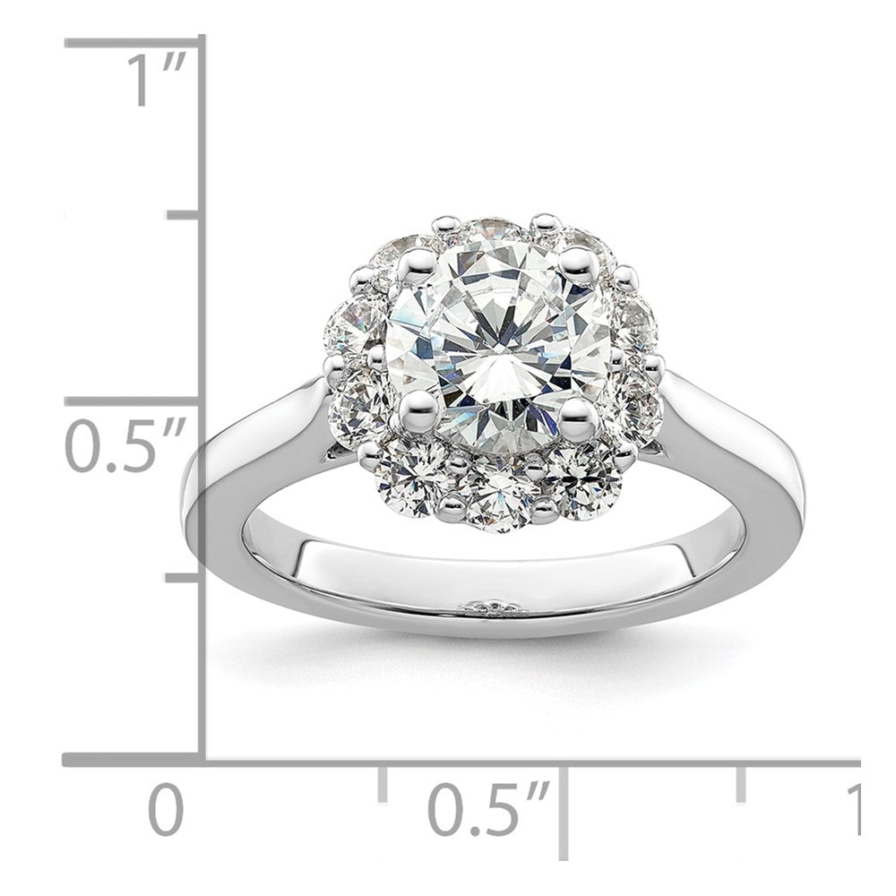 14K Weißgold Rund Heiligenschein Synthetisch Diamant Verlobungsring