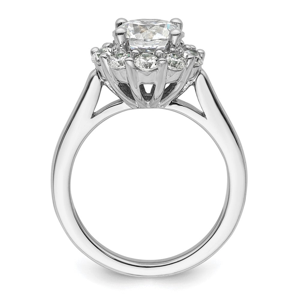 14K Weißgold Rund Heiligenschein Synthetisch Diamant Verlobungsring