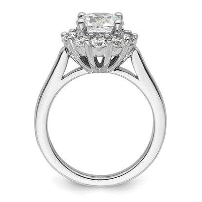 14K Weißgold Rund Heiligenschein Synthetisch Diamant Verlobungsring