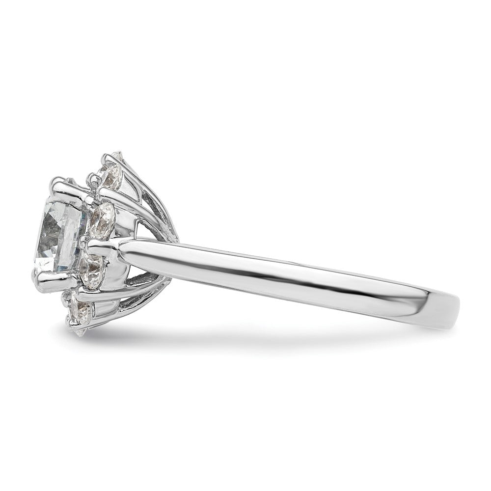 14K Weißgold Rund Heiligenschein Synthetisch Diamant Verlobungsring