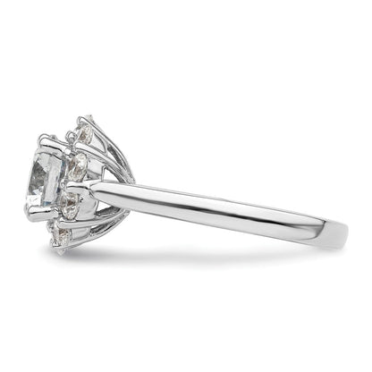 14K Weißgold Rund Heiligenschein Synthetisch Diamant Verlobungsring