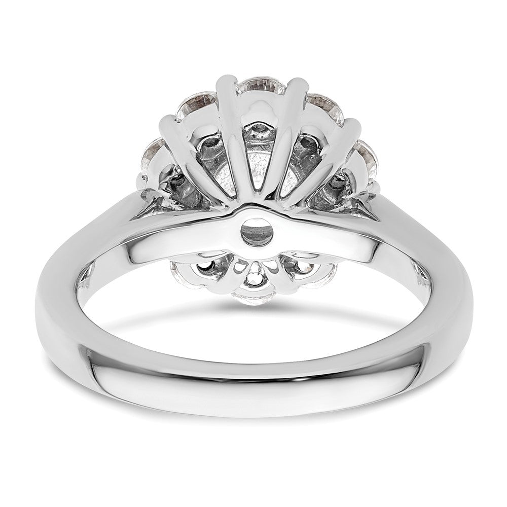 14K Weißgold Rund Heiligenschein Synthetisch Diamant Verlobungsring