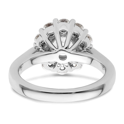 14K Weißgold Rund Heiligenschein Synthetisch Diamant Verlobungsring