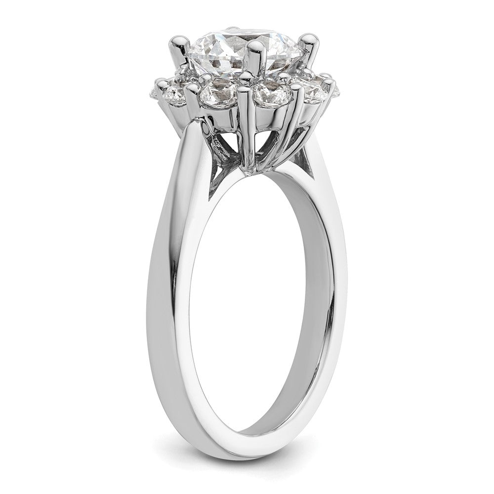14K Weißgold Rund Heiligenschein Synthetisch Diamant Verlobungsring