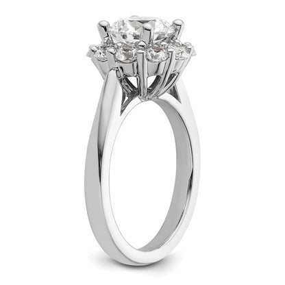 14K Weißgold Rund Heiligenschein Synthetisch Diamant Verlobungsring