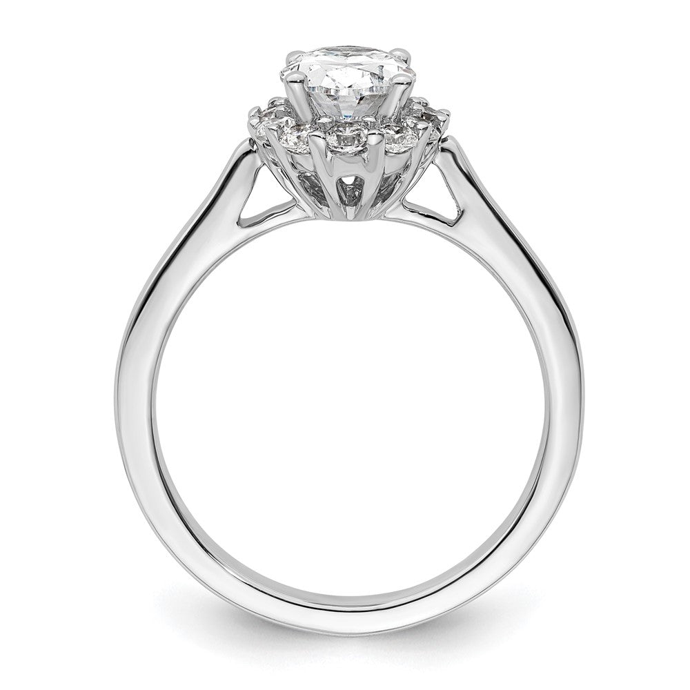 14K Weißgold Oval Heiligenschein Verlobung Synthetisch Diamant Ring