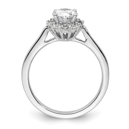 14K Weißgold Oval Heiligenschein Verlobung Synthetisch Diamant Ring