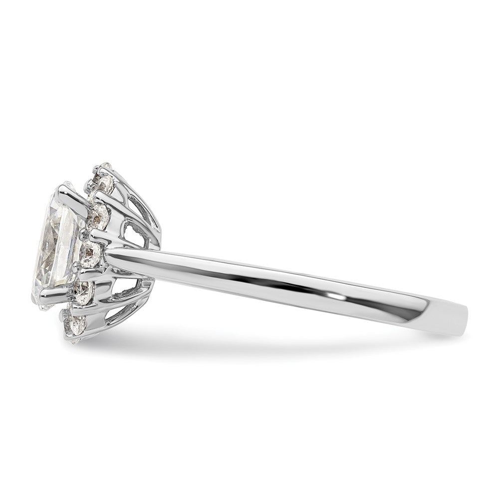14K Weißgold Oval Heiligenschein Verlobung Synthetisch Diamant Ring