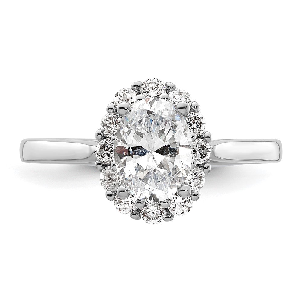 14K Weißgold Oval Heiligenschein Verlobung Synthetisch Diamant Ring