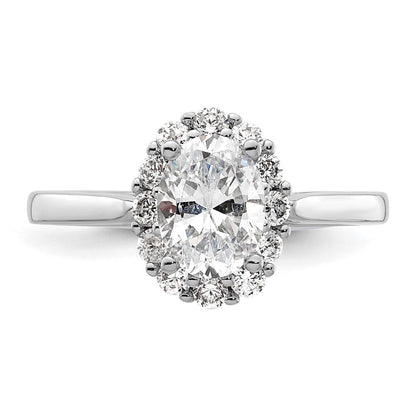 14K Weißgold Oval Heiligenschein Verlobung Synthetisch Diamant Ring