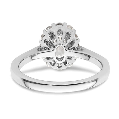 14K Weißgold Oval Heiligenschein Verlobung Synthetisch Diamant Ring