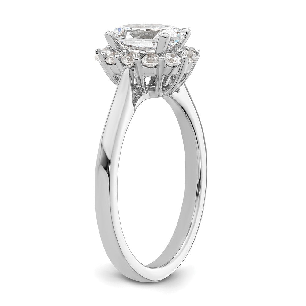 14K Weißgold Oval Heiligenschein Verlobung Synthetisch Diamant Ring