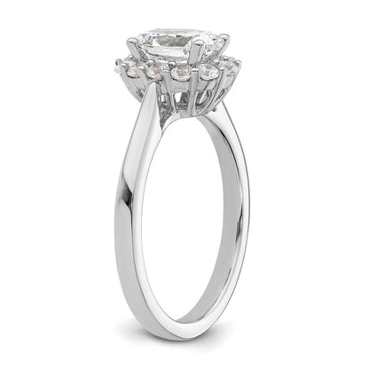 14K Weißgold Oval Heiligenschein Verlobung Synthetisch Diamant Ring