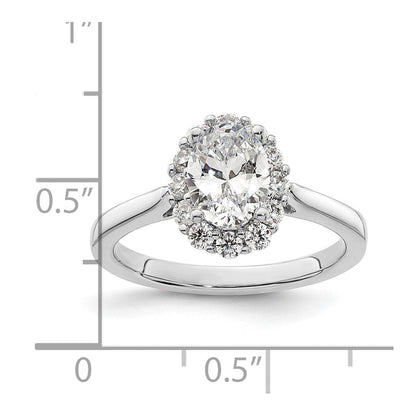 14K Weißgold Oval Heiligenschein Verlobung Synthetisch Diamant Ring