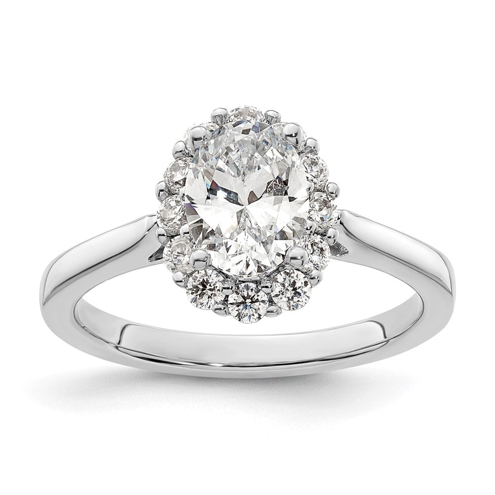 14K Weißgold Oval Heiligenschein Verlobung Synthetisch Diamant Ring