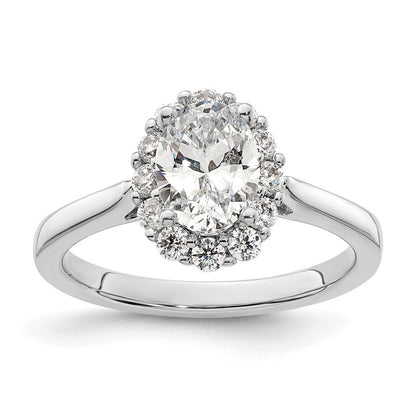 14K Weißgold Oval Heiligenschein Verlobung Synthetisch Diamant Ring