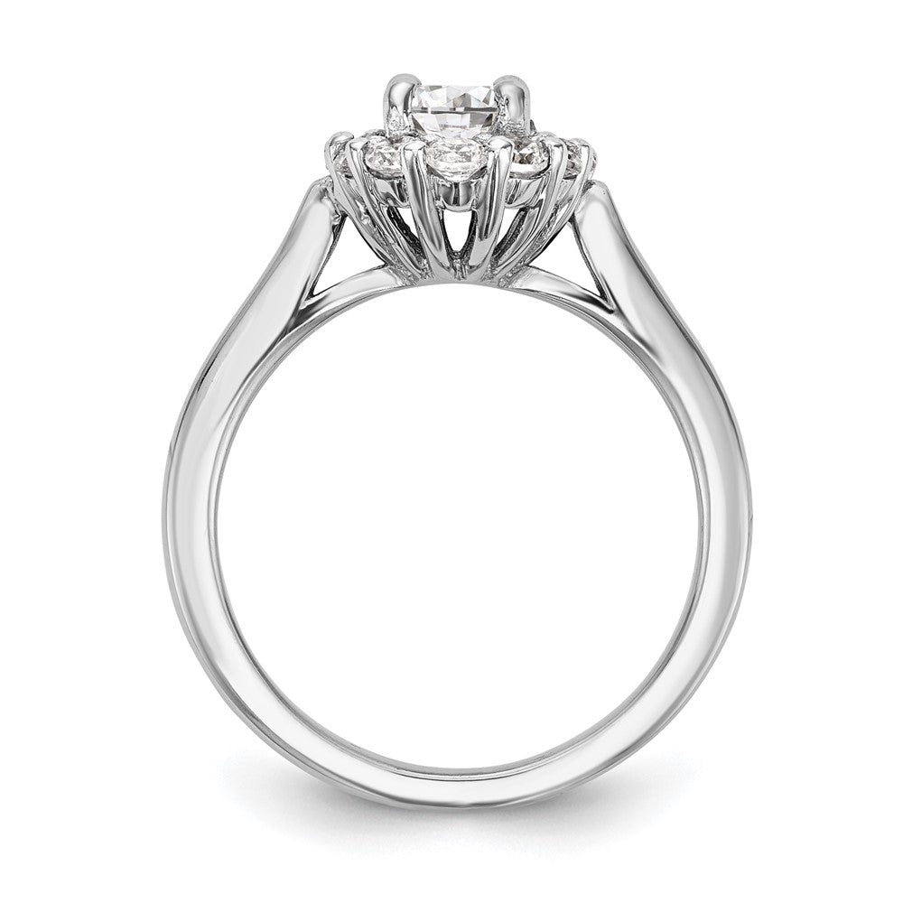 14K Weißgold Oval Heiligenschein Verlobung Synthetisch Diamant Ring