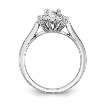 14K Weißgold Oval Heiligenschein Verlobung Synthetisch Diamant Ring