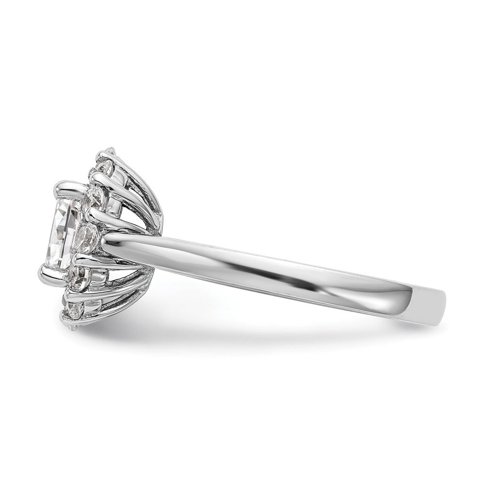 14K Weißgold Oval Heiligenschein Verlobung Synthetisch Diamant Ring