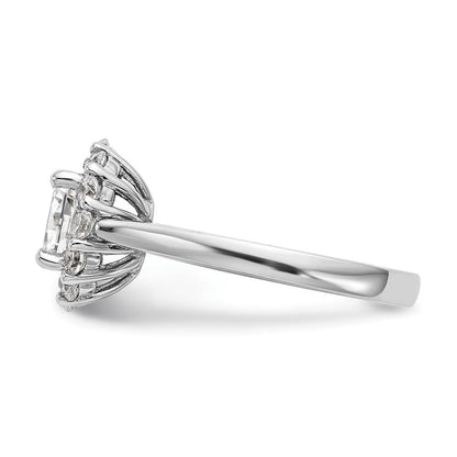 14K Weißgold Oval Heiligenschein Verlobung Synthetisch Diamant Ring