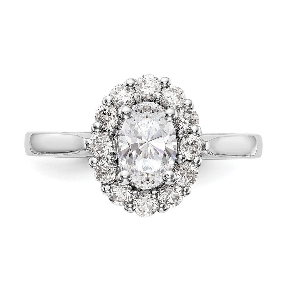 14K Weißgold Oval Heiligenschein Verlobung Synthetisch Diamant Ring