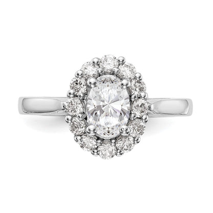 14K Weißgold Oval Heiligenschein Verlobung Synthetisch Diamant Ring