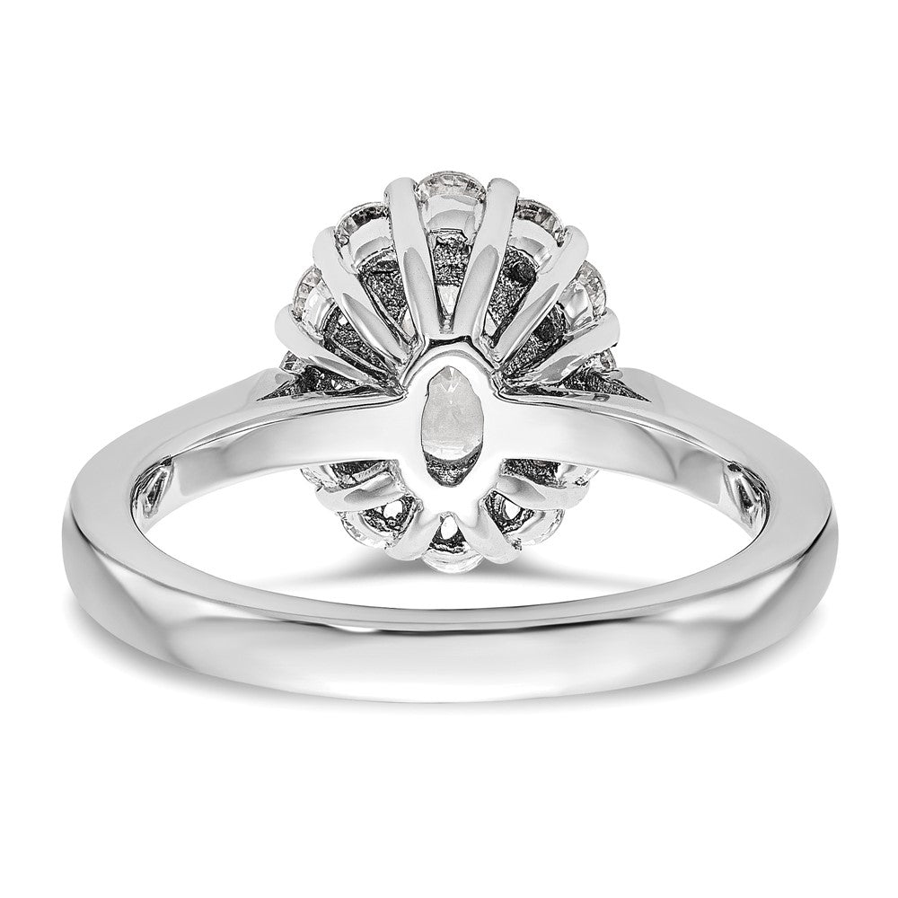 14K Weißgold Oval Heiligenschein Verlobung Synthetisch Diamant Ring