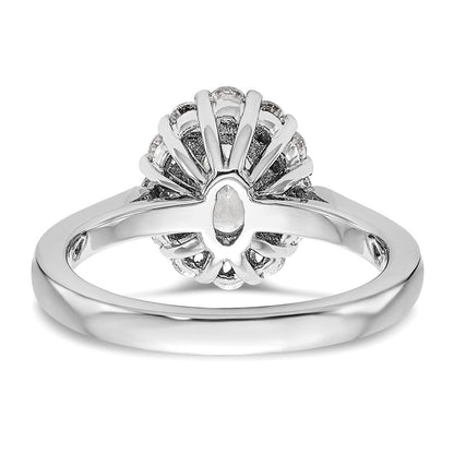 14K Weißgold Oval Heiligenschein Verlobung Synthetisch Diamant Ring
