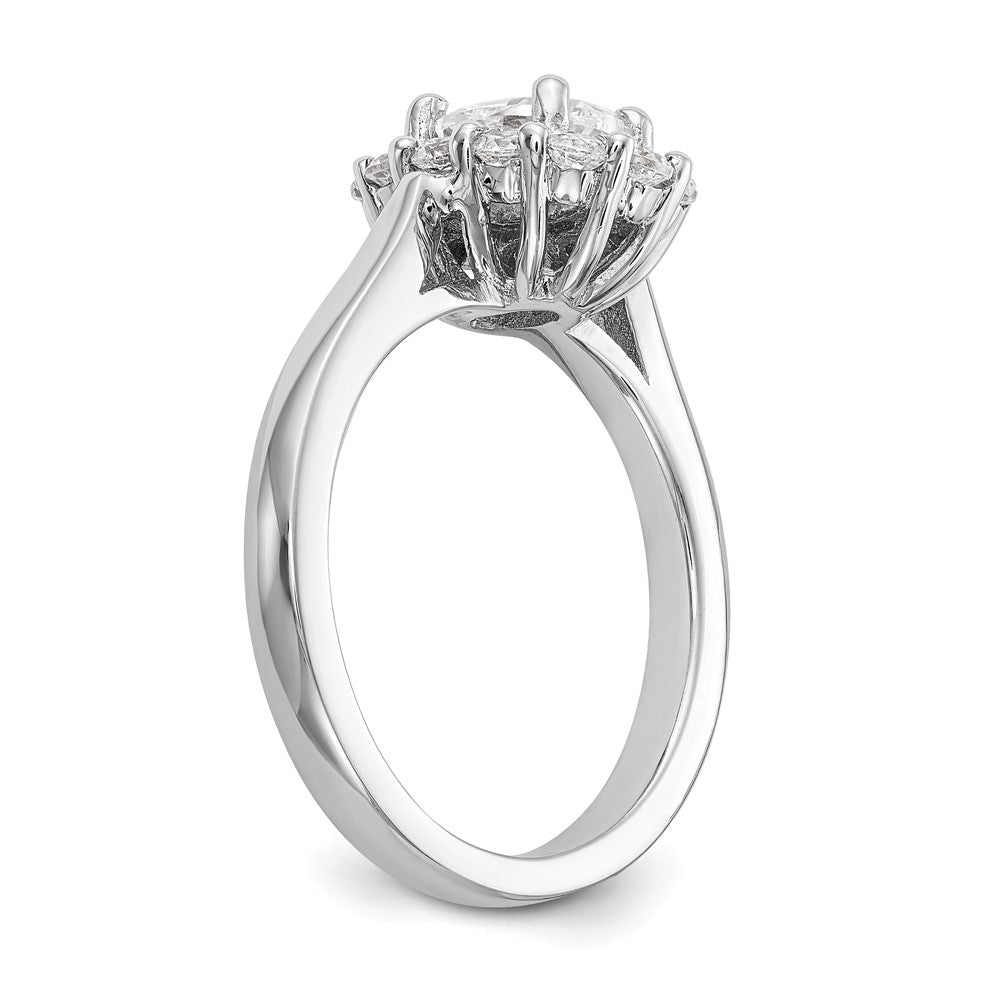 14K Weißgold Oval Heiligenschein Verlobung Synthetisch Diamant Ring