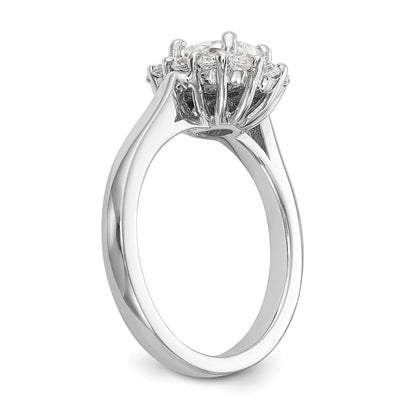 14K Weißgold Oval Heiligenschein Verlobung Synthetisch Diamant Ring