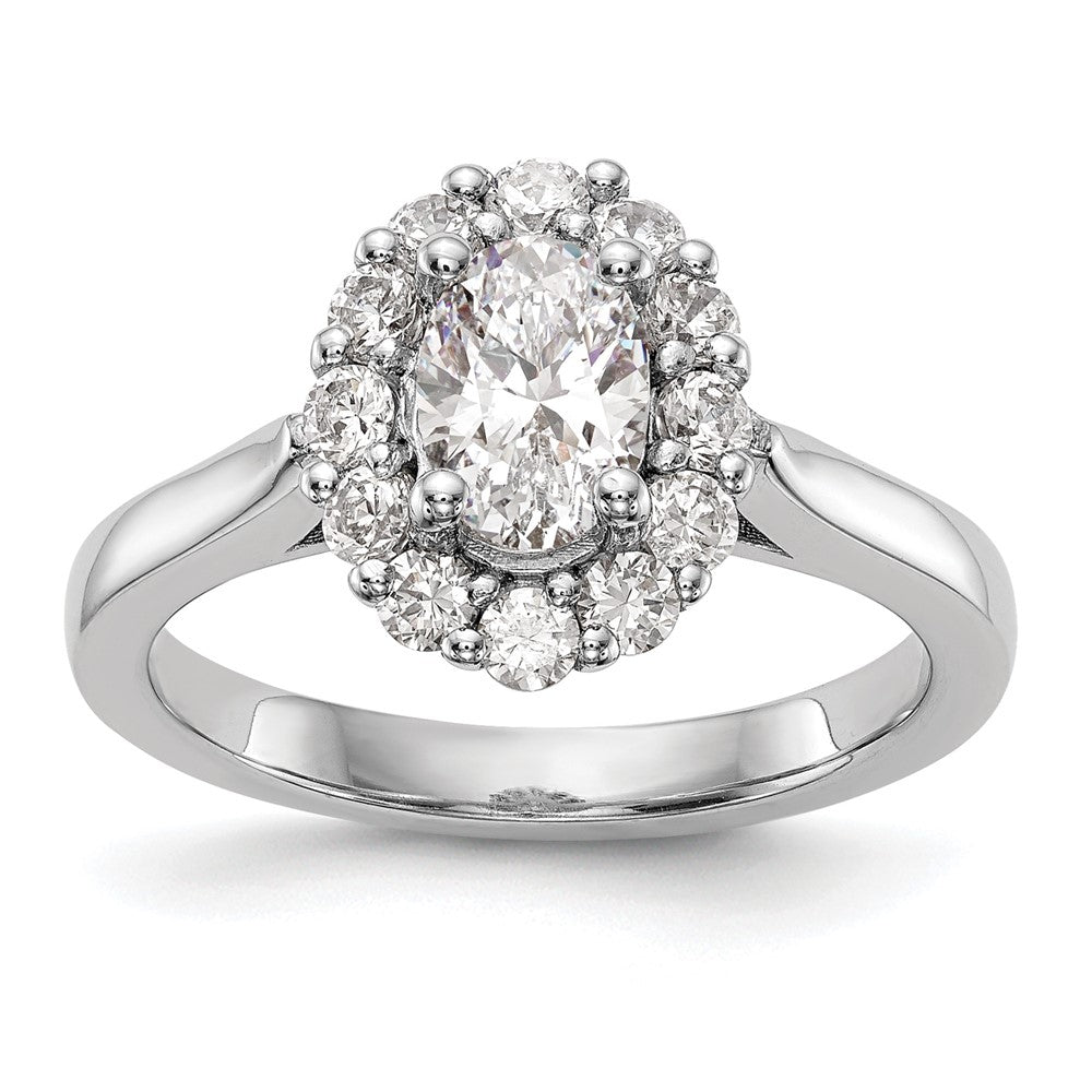14K Weißgold Oval Heiligenschein Verlobung Synthetisch Diamant Ring