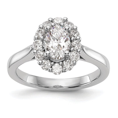 14K Weißgold Oval Heiligenschein Verlobung Synthetisch Diamant Ring