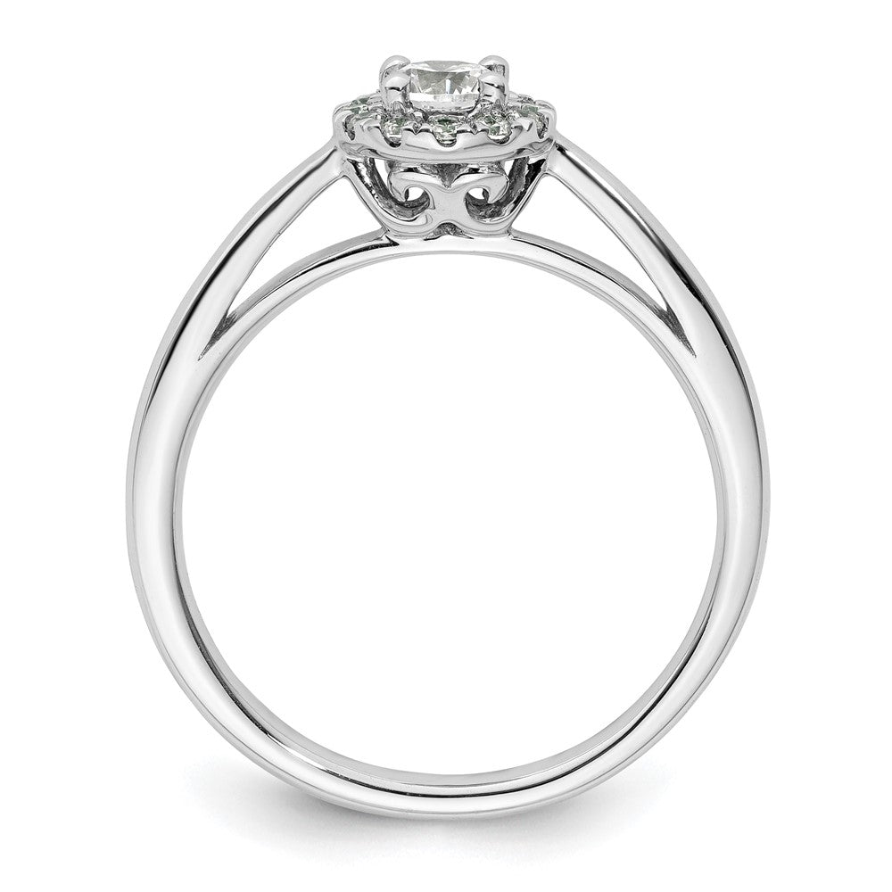 14K Weißgold Rund Heiligenschein Synthetisch Diamant Verlobungsring