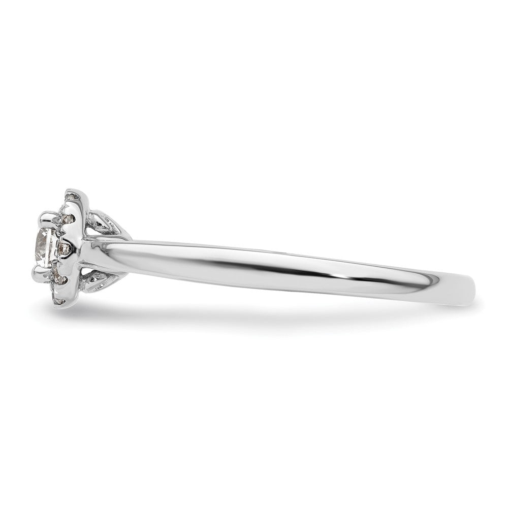 14K Weißgold Rund Heiligenschein Synthetisch Diamant Verlobungsring