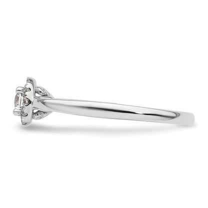 14K Weißgold Rund Heiligenschein Synthetisch Diamant Verlobungsring