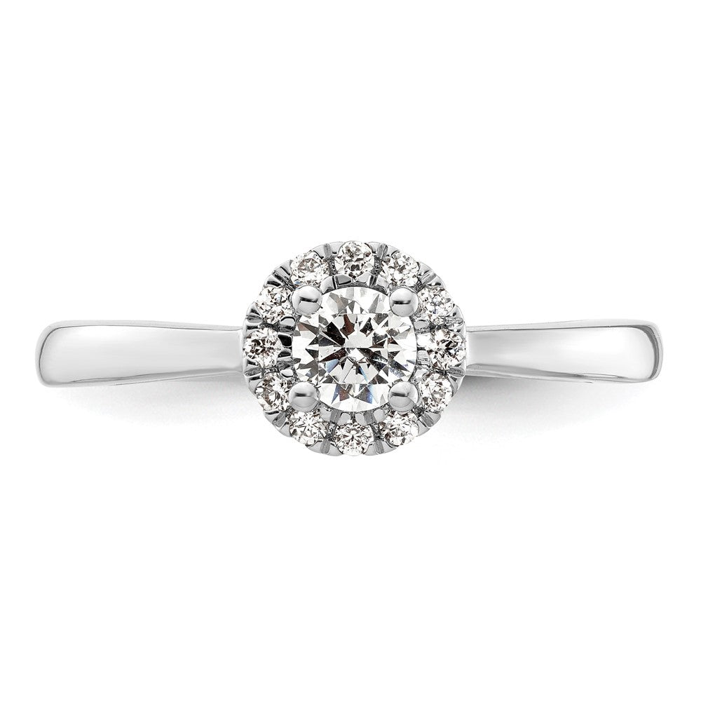 14K Weißgold Rund Heiligenschein Synthetisch Diamant Verlobungsring