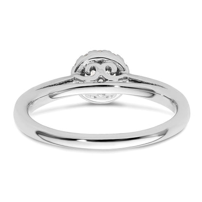 14K Weißgold Rund Heiligenschein Synthetisch Diamant Verlobungsring