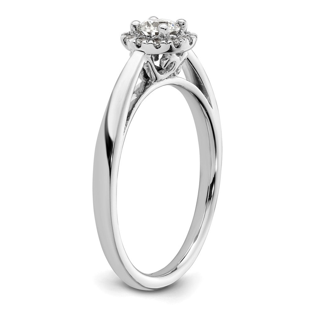 14K Weißgold Rund Heiligenschein Synthetisch Diamant Verlobungsring