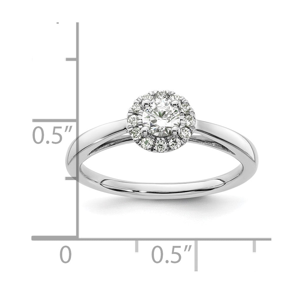 14K Weißgold Rund Heiligenschein Synthetisch Diamant Verlobungsring