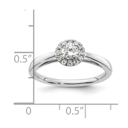 14K Weißgold Rund Heiligenschein Synthetisch Diamant Verlobungsring