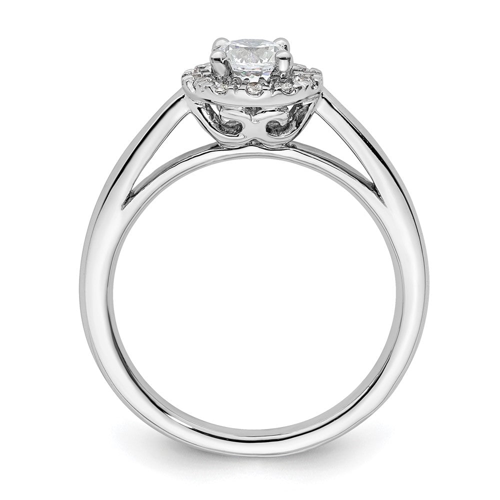 14K Weißgold Rund Heiligenschein Synthetisch Diamant Verlobungsring