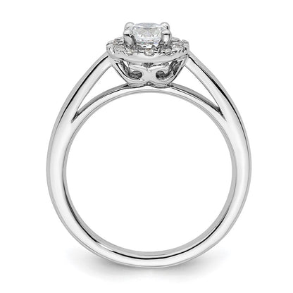 14K Weißgold Rund Heiligenschein Synthetisch Diamant Verlobungsring