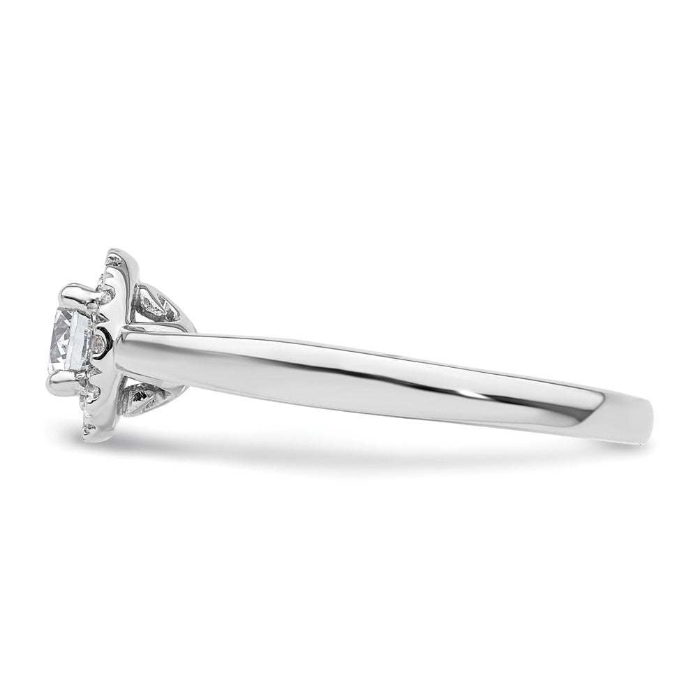 14K Weißgold Rund Heiligenschein Synthetisch Diamant Verlobungsring
