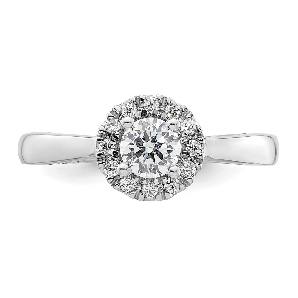14K Weißgold Rund Heiligenschein Synthetisch Diamant Verlobungsring