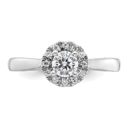 14K Weißgold Rund Heiligenschein Synthetisch Diamant Verlobungsring