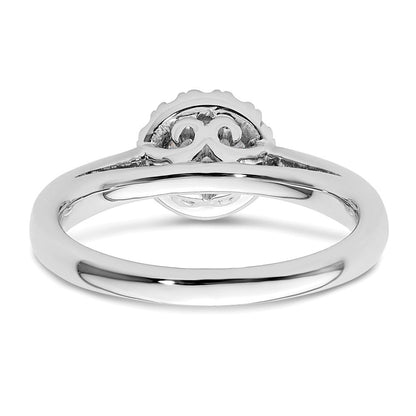 14K Weißgold Rund Heiligenschein Synthetisch Diamant Verlobungsring