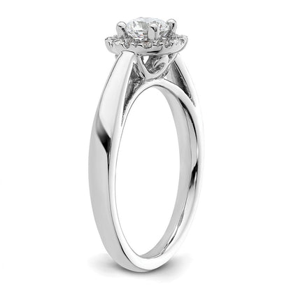 14K Weißgold Rund Heiligenschein Synthetisch Diamant Verlobungsring