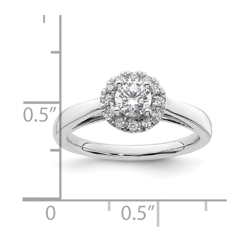 14K Weißgold Rund Heiligenschein Synthetisch Diamant Verlobungsring