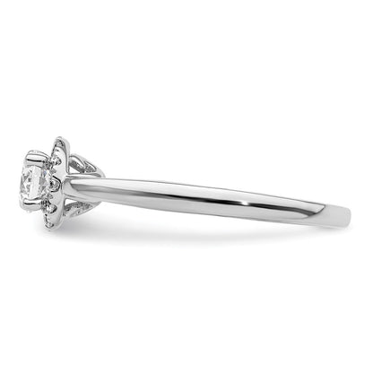 14K Weißgold Verlobungsring mit 0,5 ct. Laborgezüchteten Diamanten, rund, VS/SI+ G+, Halo-Fassung